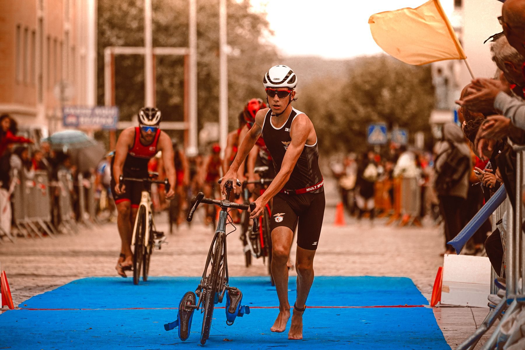 Bike leg exiting transition